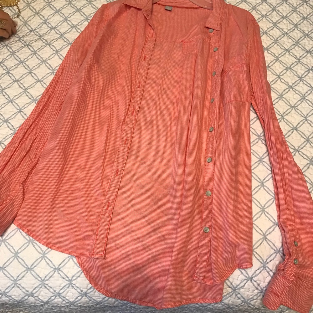 Red button down top
